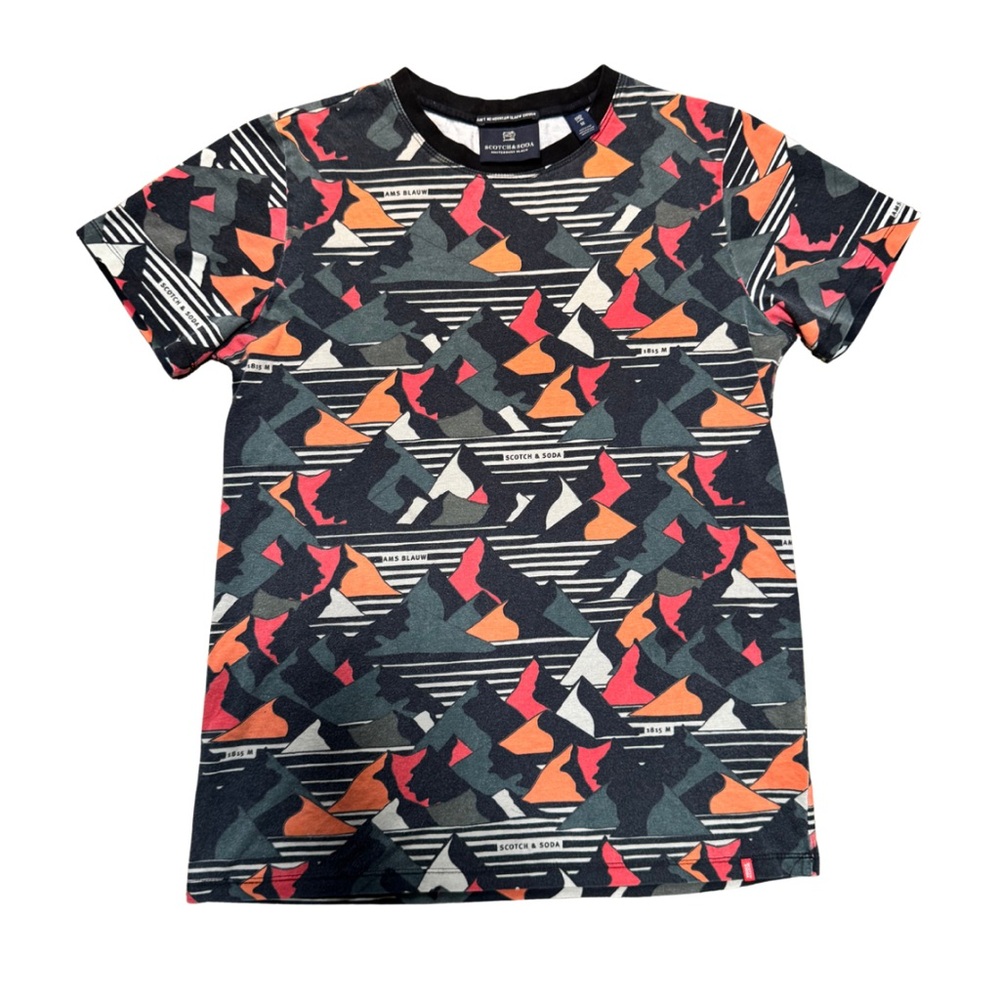 Scotch & Soda Black and Orange Geometric Short Sleeve Tee